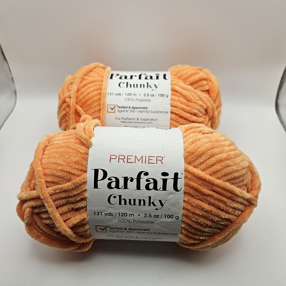 Premier Yarns Parfait Chunky Chenille Yarn Lot Of 2 Tangerine #1150-15